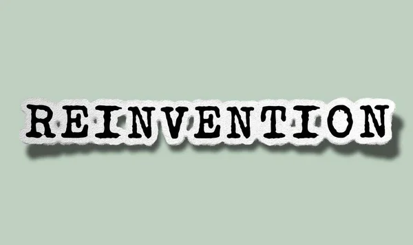 Reinvention Flat Raggy Paper Word Green Background Concept Graphic Letter — Stock Photo, Image