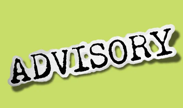 Advisory Flat Paper Word Green Background Concept Tattered Text Illustration — Stock Photo, Image