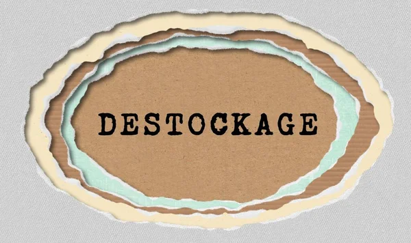 Destockage Maschinengeschriebenes Wort Ragged Paper Hole Hintergrund Konzept Zerfleddert Illustration — Stockfoto