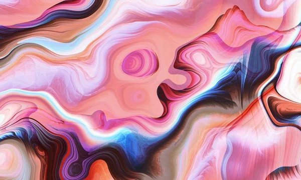 Rózsaszín Ebru Vagy Suminagashi Art Paper Style Liquid Flow Márvány — Stock Fotó