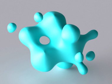 Cyan Drop 'un 3B resmi - Parametrik Dribble Modeli - Matematiksel Soyut Tasarım - Konsept Logo Elemanı