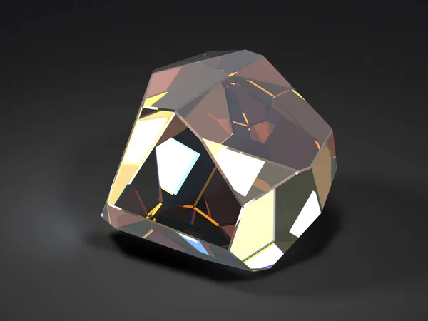 Image Smoky Topaz Clear Crystal Black Background Faceted Big Gem — 스톡 사진