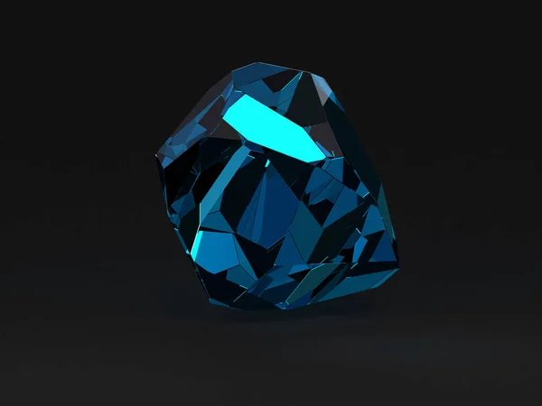 Afbeelding Van Blue Beryl Clear Crystal Zwarte Achtergrond Facet Big — Stockfoto