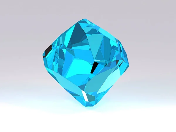 Bild Azure Topaz Clear Crystal Vit Bakgrund Facetterad Big Aquamarine — Stockfoto