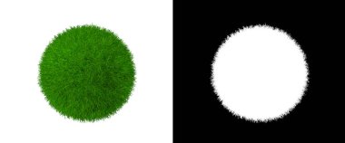 Çimen Topu İzole Edilmiş Element Tasarımı - Alfa Kanallı Grassy Clew Deseni - Herbaceous Sphere 3d Rending Simge Sancağı 