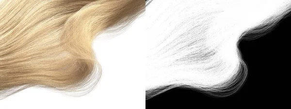 Bleached Wave Hair Isolated Design Fair Long Lock Alpha Channel — Stock Photo, Image