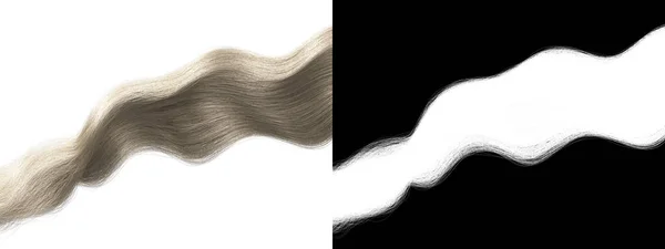 Fair Wavy Strand Hair Isolated Texture Platinum Blonde Hairpiece Alpha — Stock Photo, Image