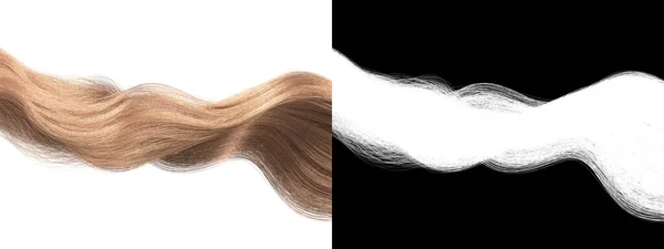 Fair Wavy Hair Isolated Texture Blond Locks Waves Alpha Channel — Stock Photo, Image