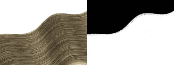Jasnobrązowe Proste Włosy Izolowane Tekstury Brązowe Zamki Fale Przycięciem Maska — Zdjęcie stockowe