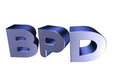 3D renging metal BPD kısaltması - Beyaz arkaplanda izole edilmiş sınır çizgisi kişilik bozukluğu konsept ikonu tasarımı