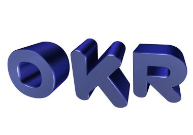 Metal işleme OKR kısaltması - hedefler ve anahtar sonuç kavramı harf tasarımı beyaz arkaplanda izole edildi