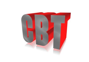 3D yorumlama kırmızı CBT kısaltma - kavramsal davranışsal terapi kavramı kavramı harf tasarımı beyaz arka planda izole