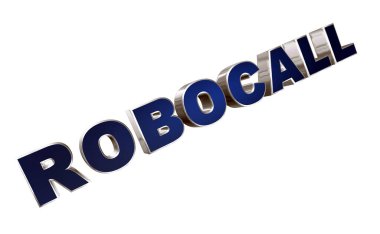 3D rendering robocall word -  computerized autodialer letter design isolated on white background clipart