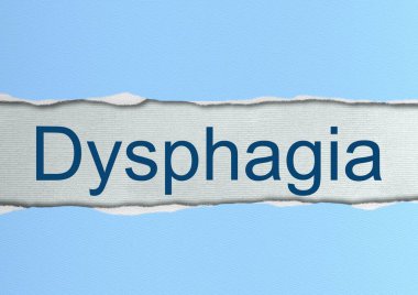 Dysphagia word - medical gastroenterological term concept design isolated on blue torn paper background clipart