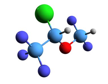 3D image of isoflurane skeletal formula - molecular chemical structure of  general anesthetic isolated on white background clipart