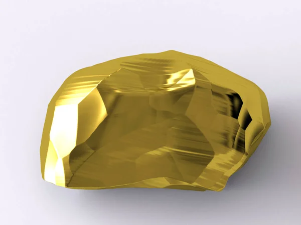 Εικόνα Του Φυσικού Χρυσού Μεγάλη Χρυσή Πέτρα Λευκό Φόντο Καθιστώντας — Φωτογραφία Αρχείου