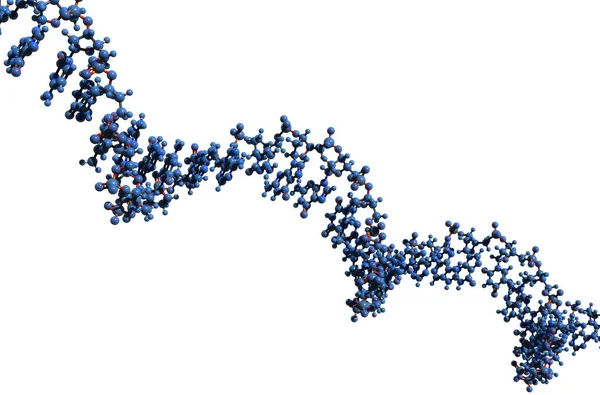 RNA makro molekül iskelet formülünün 3 boyutlu görüntüsü - beyaz arkaplanda izole edilmiş tek iplikli ribonükleik asidin moleküler kimyasal yapısı,