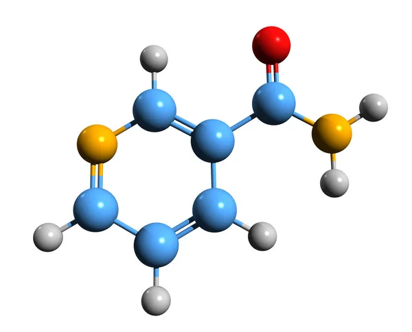 Imagen Fórmula Esquelética Nicotinamida Estructura Química Molecular Vitamina Niacinamida Aislada — Foto de Stock