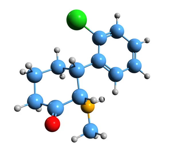 Abbildung Der Ketamin Skelettformel Molekulare Chemische Struktur Des Narkosemedikaments Isoliert — Stockfoto