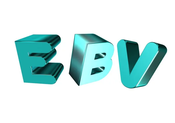 Rendering Metall Ebv Abkürzung Epstein Barr Virus Konzept Buchstabendesign Isoliert — Stockfoto