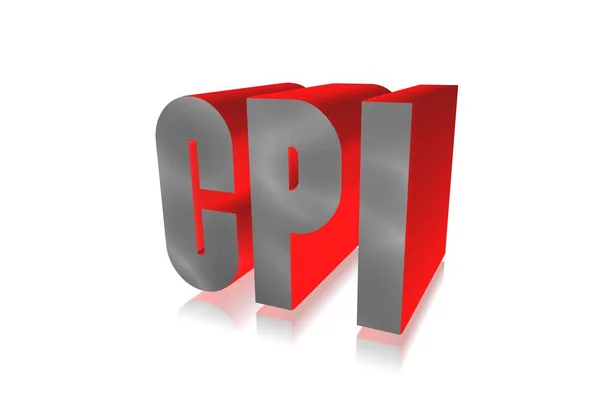 3D渲染红色Cpi缩写 基于白色背景的消费者价格指数概念字母设计 — 图库照片