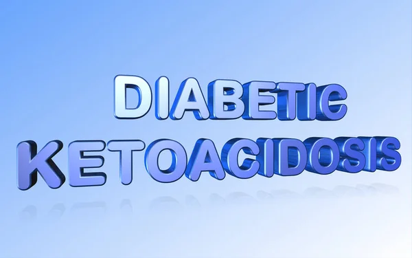 3 boyutlu diyabetik ketoasidoz kelimesi - Mavi arkaplanda izole edilmiş diyabet mektup tasarımı DKA komplikasyonu