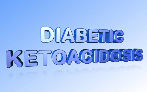 3D rendering diabetic ketoacidosis word - DKA complication of diabetes letter design isolated on blue background