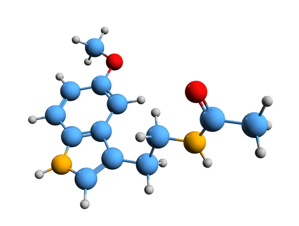 Aufnahme Der Melatonin Skelettformel Molekulare Chemische Struktur Von Acetyl Methoxy — Stockfoto