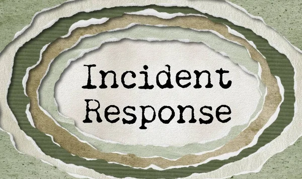 Incident response - typewritten word in ragged paper hole background - incident management - concept tattered illustration