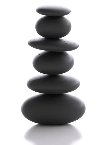 Zen Stone Gray Sea Pebbles Pyramid Balanced Harmony Stack Stones — Stock Photo, Image