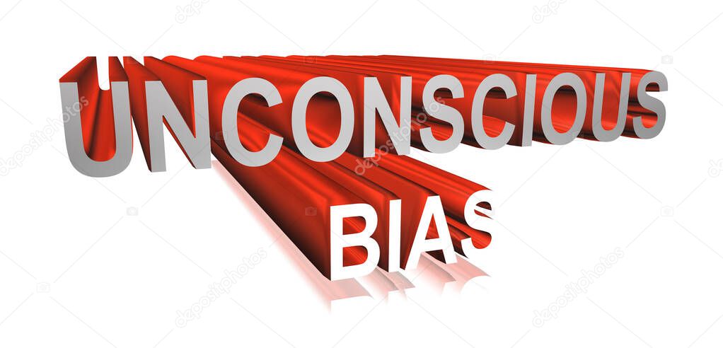 3D rendering unconscious bias word -  implicit bias concept letter design isolated on white background