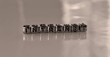 Intranet - metal bloklardan kelime - konsept sepia ton fotoğraf parlak arkaplan