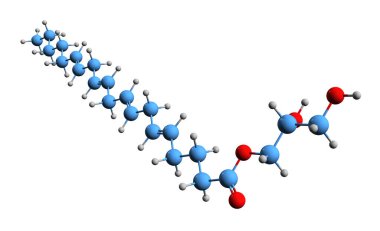 3D image of 1-arachidonoylglycerol skeletal formula - molecular chemical structure of  endocannabinoid isolated on white background clipart