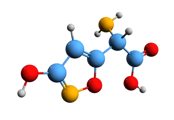 Imagen Fórmula Esquelética Del Ácido Ibotenico Estructura Química Molecular Del — Foto de Stock