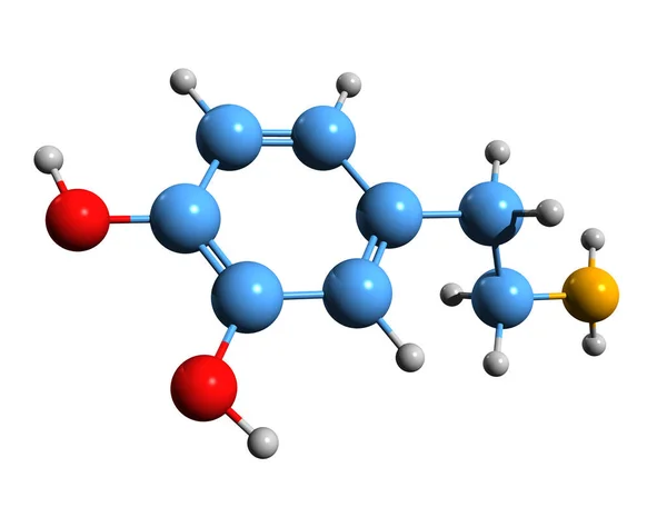 コカイン骨格式の3D画像 白地に単離されたニューロカインの分子化学構造 — ストック写真