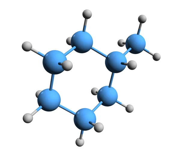Aufnahme Der Methylcyclohexan Skelettformel Molekulare Chemische Struktur Isoliert Auf Weißem — Stockfoto