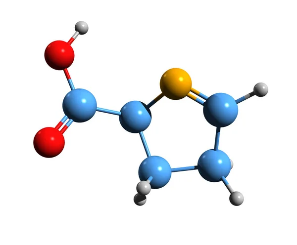 Imagen Fórmula Esquelética Ácido Pirrolina Carboxílico Estructura Química Molecular Del —  Fotos de Stock