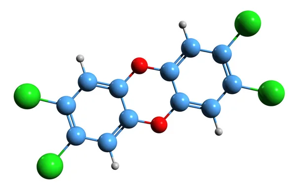Imagen Fórmula Esquelética Tetraclorodibenzodioxina Estructura Química Molecular Del Tetraclorooxanteno Aislado —  Fotos de Stock
