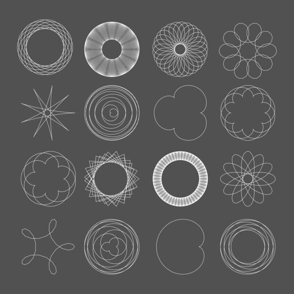 Набор кривых структур векторных спирографов - Generative Art
  