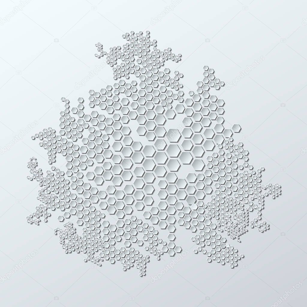 Vector Abstract Geometric Cellular Background. Trendy Hi-Tech Honeycomb Polygonal Mosaic Template Pattern. 