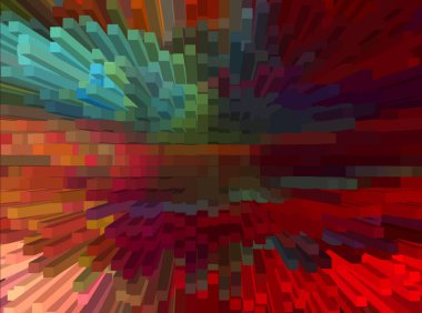 Tasarım Projesi - Vektör İllüstrasyonu için Soyut 3D Piksel Sanatı Isometric Büyüleme Arkaplanı 