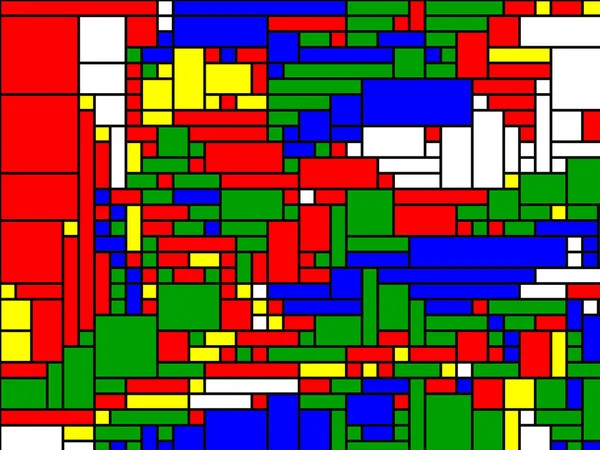 Neoplastikk Rektangulær Pete Mondrian Mosaikk Abstrakt Vektorbakgrunn – stockvektor