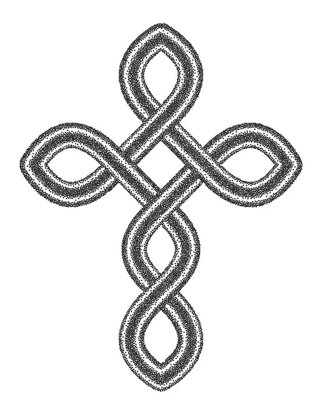 Celtycki Halftone Stippled Cross Wektor Starożytny Pagan Skandynawski Sacred Knotwork — Wektor stockowy