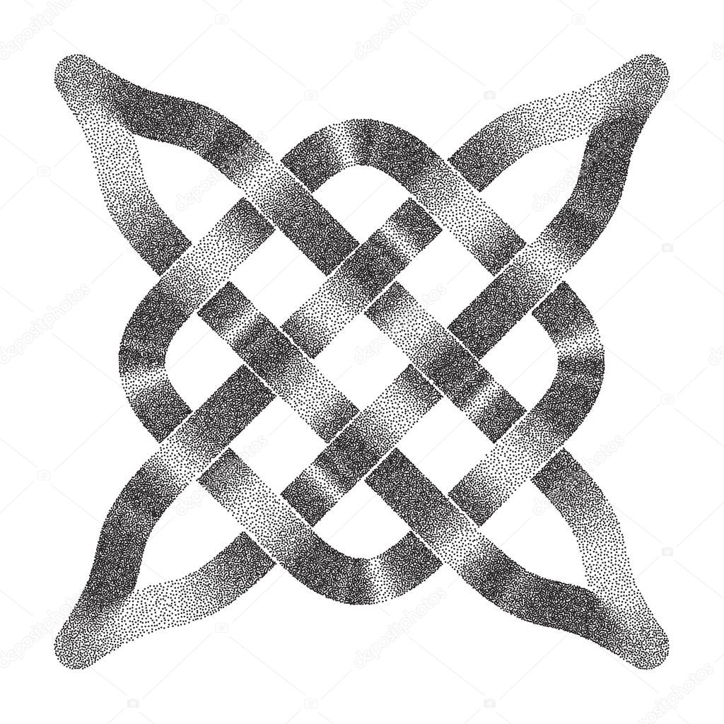 Celtic  Halftone Stippled Pattern - Vector Ancient Pagan Scandinavian Sacred Knotwork Symbol