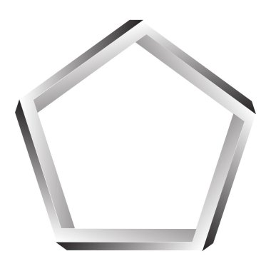 Fraktal Penrose Pentagon - İmkansız Optik İllüzyon - Vektör İllüzyonu