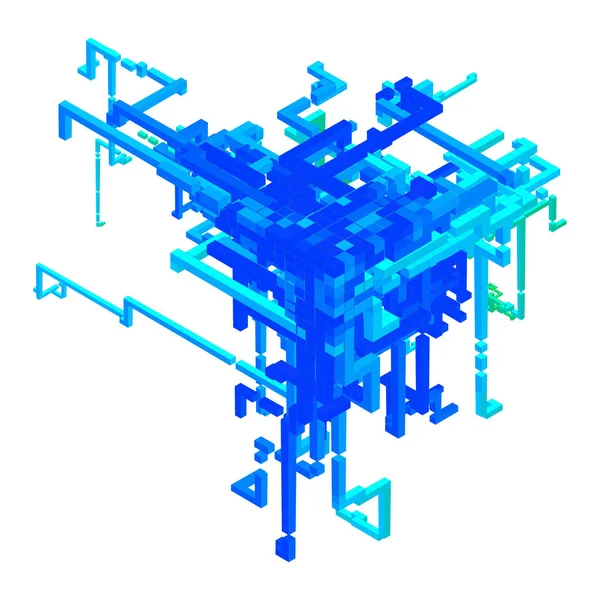 Abstrakte Konstruktion Isometrisches Muster Der Pixelkunst Für Ein Designprojekt Vektor — Stockvektor