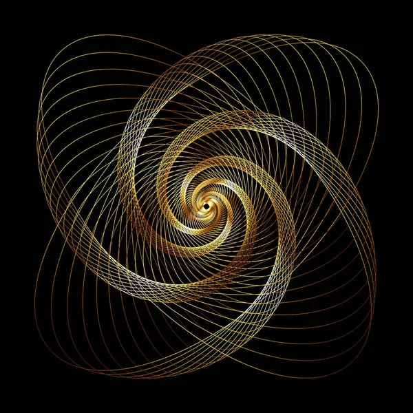 Vector Wavy Twirl Gold Rosette Grafisches Element Generative Art — Stockvektor