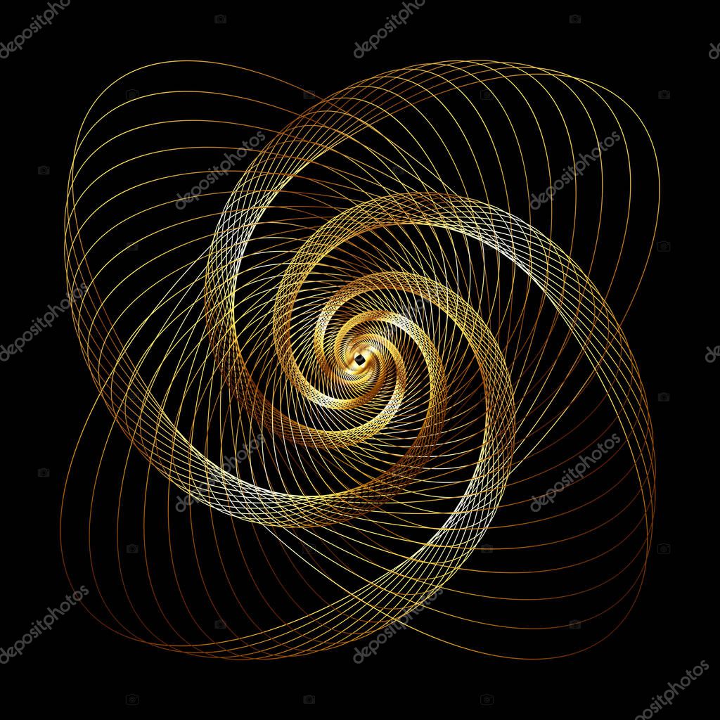 Vector Wavy Twirl Gold Rosette - Graphic Element - Generative Art