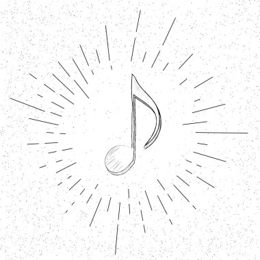 El Çizimi Müzikal Sekizinci Nota Sembolü - Doodle Vektör Kapağı Simgesi