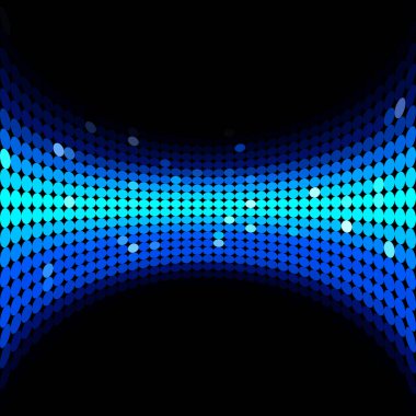 Koyu Mavi, kıvılcımlı Mozaik Arkaplanı - Vektör Tesselleştirilmiş Parlak Fisheye Mercek Bozukluğu Efekti